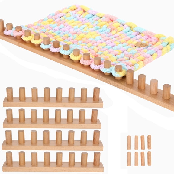 62 Inch Wooden Chunky Blanket Knitting Loom, Chunky Knitting Loom for Blanket Making Adjustable DIY Frame for Bulky Yarn Projects, Reusable Crafting Tool for Beginners (62inch)