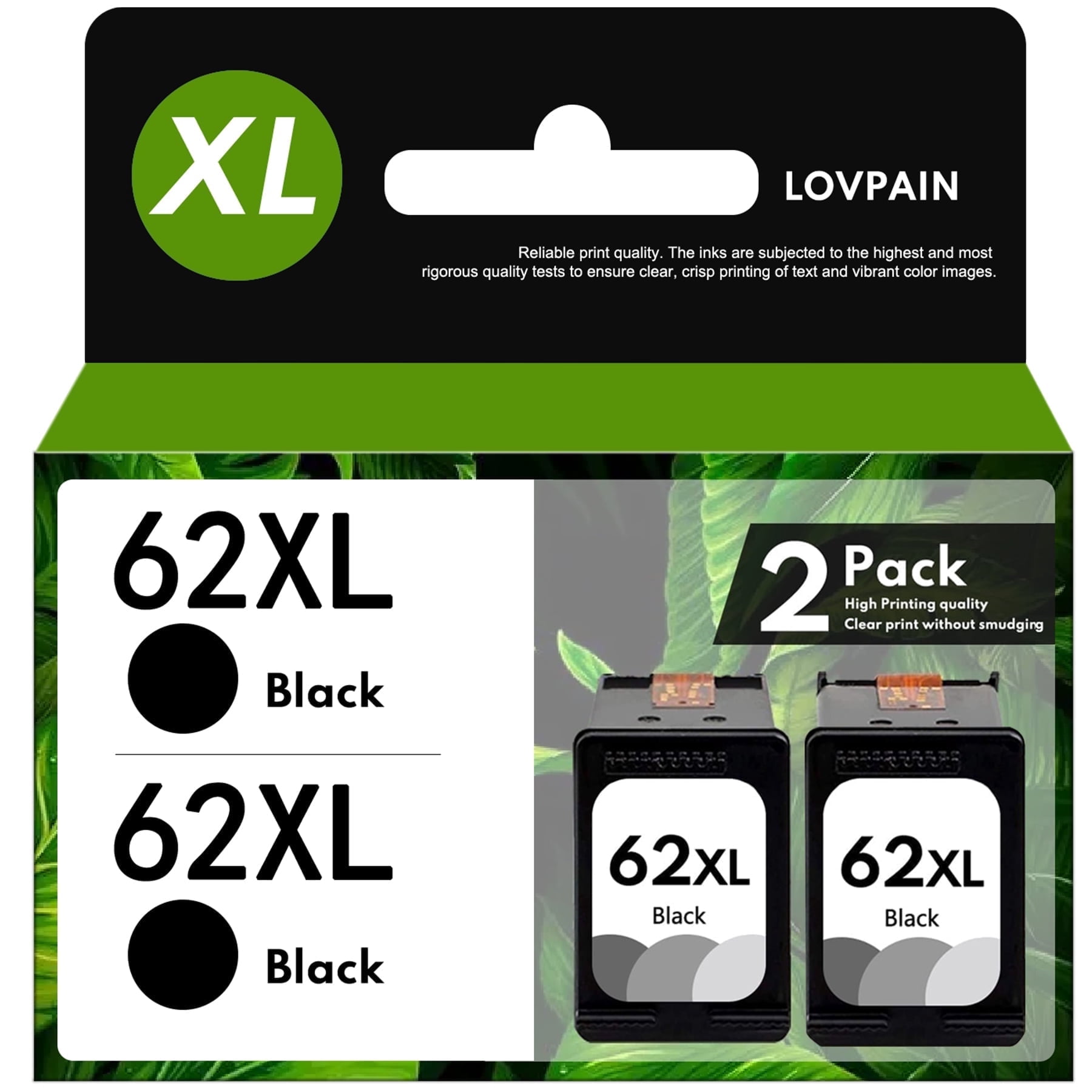62 Ink Only 62 Ink Cartridge Compatible for 62 XL Black Ink Cartridges Combo 2 Pack ...