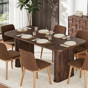 62 Large Dining Table, Set for 6-8 People, Kitchen Dining Table with Grille Design, Suitable for Dining, Home, Office, Living Room