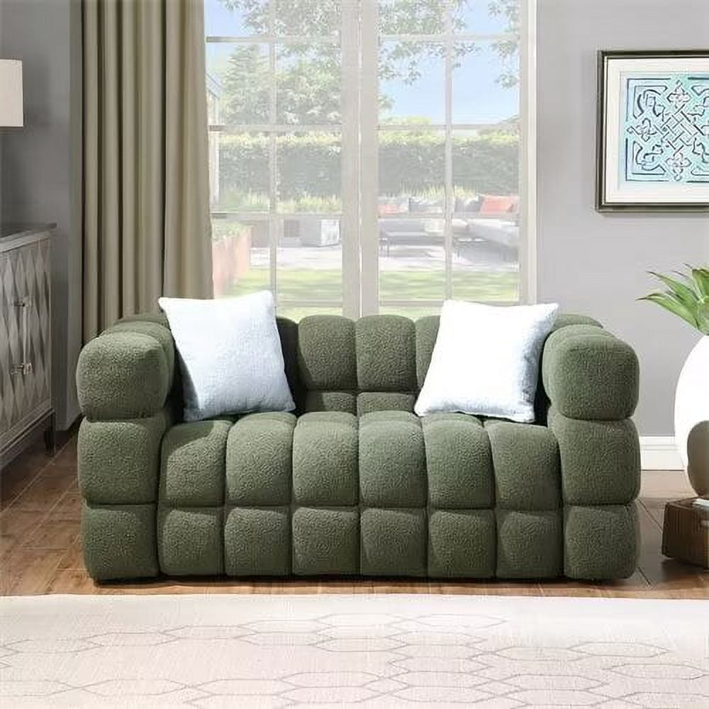 62" Loveseat Sofa, Mid Century Modern Sofa Couches for Living Room, Boucle Upholsteded Love ...
