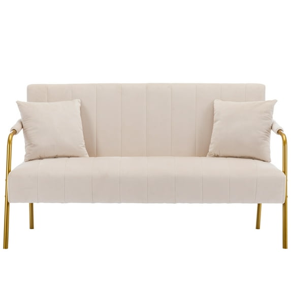 62" Loveseat Sofa Velvet Modern Couch Electroplated gold Armrest 2-Seater Upholstered Mini Sofa Couches for Small Space,Living Room Bedroom Apartments