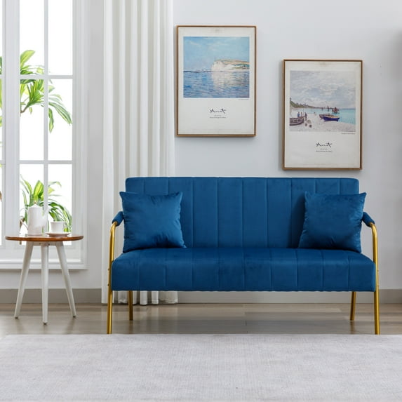 62" Loveseat Sofa Velvet Modern Couch Electroplated gold Armrest 2-Seater Upholstered Mini Sofa Couches for Small Space,Living Room Bedroom Apartments