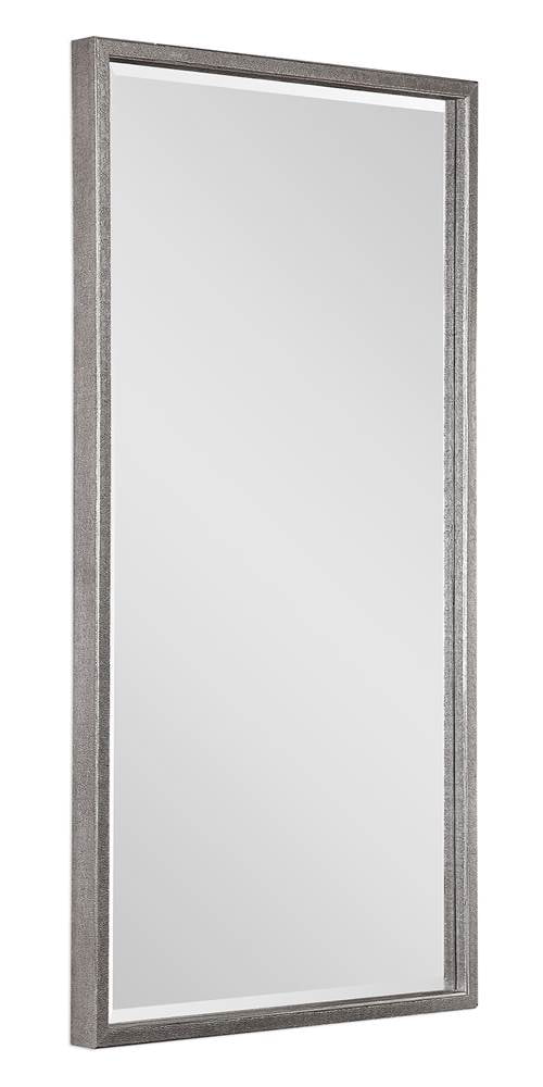 Contemporary Silver Wood Rectangular Wall Mirror 32W x 62H