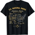 thumbnail image 1 of 62 National Parks Map Gifts US Park Vintage Camping Hiking T-Shirt, 1 of 4