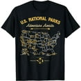 thumbnail image 1 of 62 National Parks Map Gifts US Park Vintage Camping Hiking T-Shirt, 1 of 5