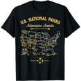 thumbnail image 1 of 62 National Parks Map Gifts US Park Vintage Camping Hiking T-Shirt, 1 of 5