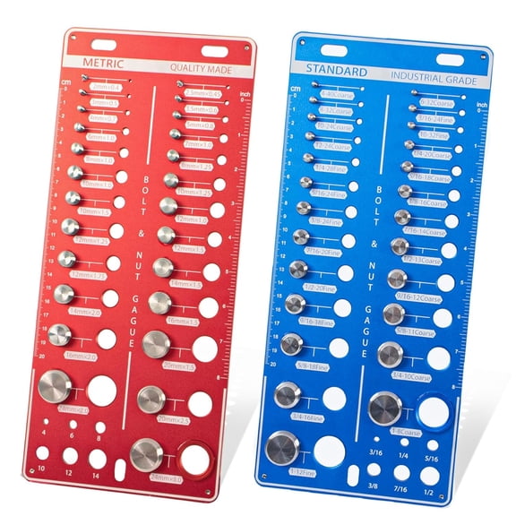 62 Nut and Bolt Thread Checker 25 SAE, Bolt and Nut Sizer, Thread Checker with 25 Standard & 25 Metric Bolt & 12 Drill Bit Gauge, for Identify Thread Sizes Used for Household and Professional