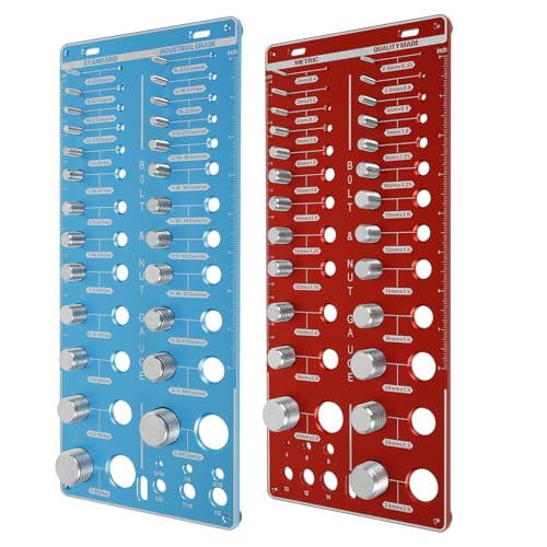 62 Nut and Bolt Thread Checker, 25 Standard + 25 Metric Thread Gauges + 12 Drill Bit Gauges, Bolt and Nut Identifier Gauge Bolt Size Finder for Quickly Identify (Aluminum Alloy)$$Tools