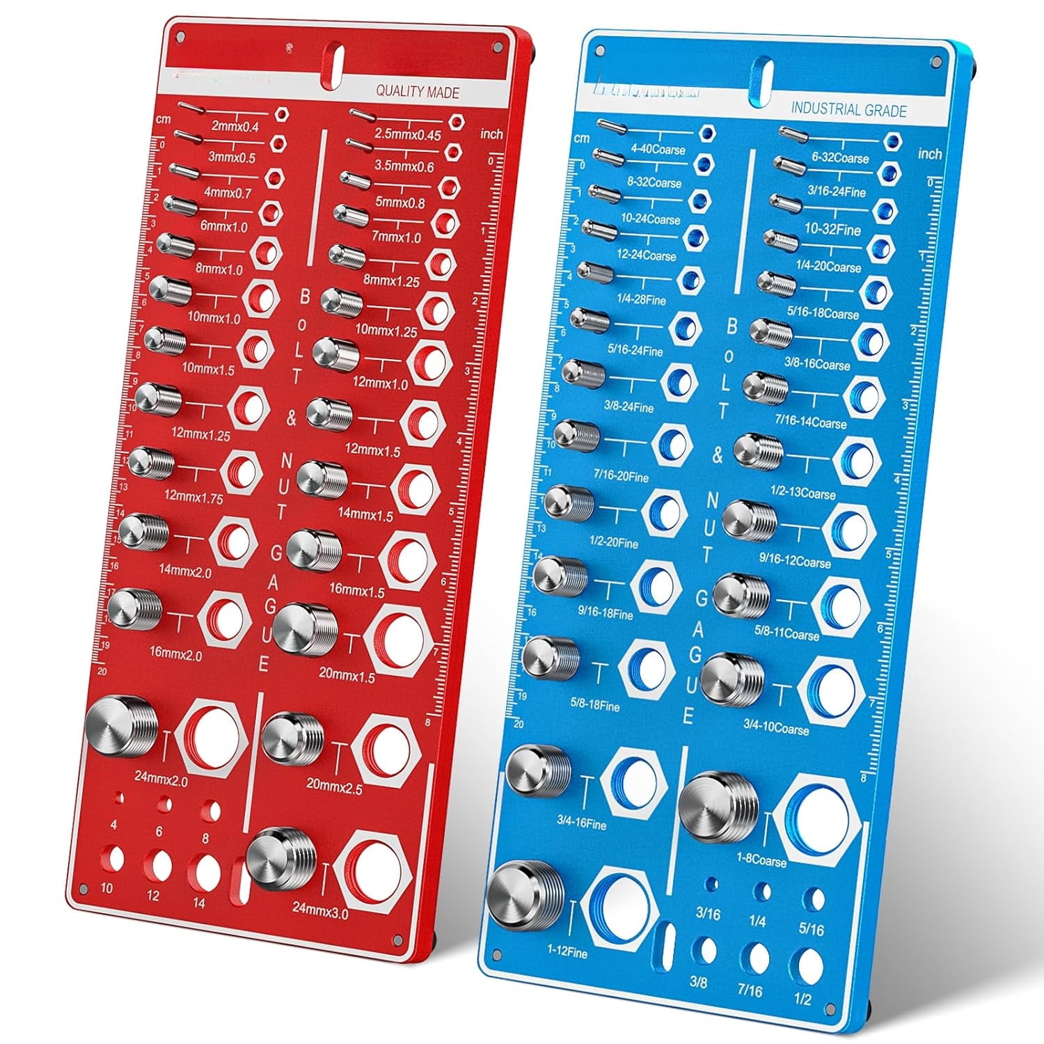 62 Nut and Bolt Thread Checker Standard and Metric, Bolt Size and ...