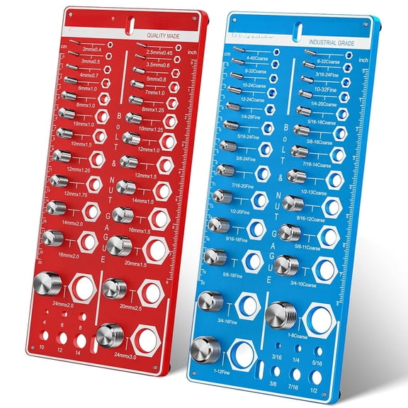 62 Nut and Bolt Thread Checker Standard and Metric, Bolt Size and Thread Gauge with 25 SAE & 25 Metric & 12 Drill Bit Gauge,Bolt and Nut Identifier Gauge for Nut Bolt Size Finder in Narrow