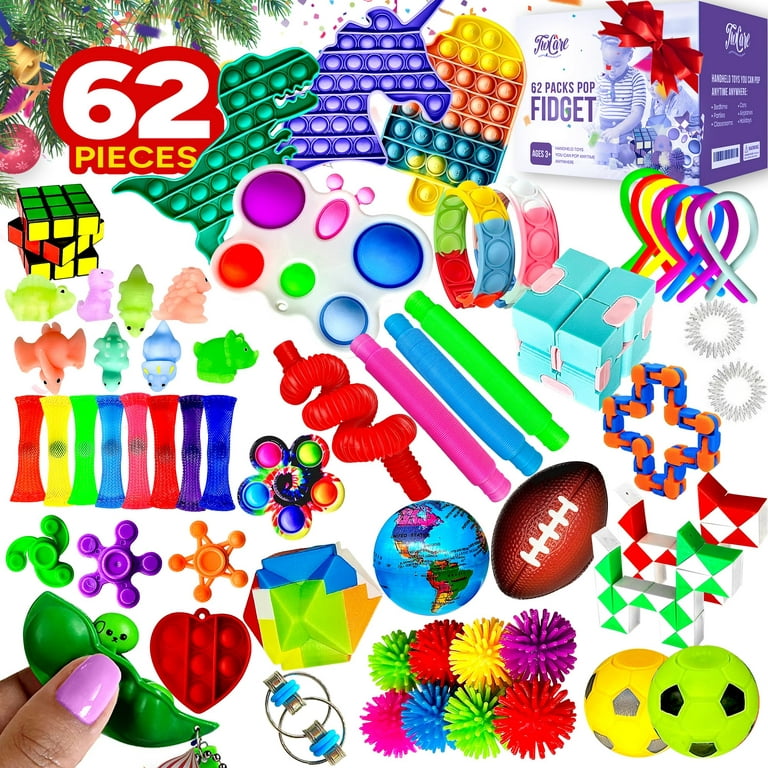 (62 Pcs) 2023 Upgraded Fidget Toys Party Favors Gifts for Kids Adults Autism Stress Relief Stocking Stuffers Sensory Pop It Autistic Pack Bulk Set