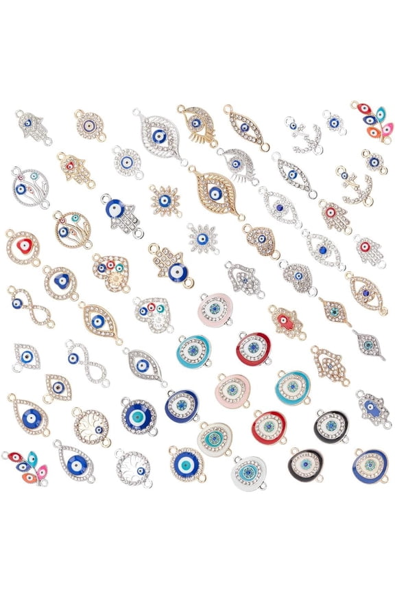 62 Pcs 29 Styles Assorted Jewelry Connectors Beads Charms Rhinestone Mixed Alloy Enamel Link Charms for Jewelry Bracelet Earring Necklace DIY Craft Making for DIY