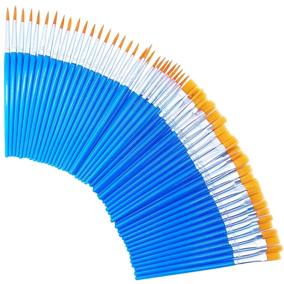 62 Pcs Short Handle Small Paint Brushes for Teens, Paintbrushes Bulk for Detail Painting (31 Flat + 31 Round)