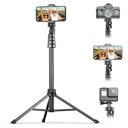 62" Phone Tripod & Selfie Stick, Camera Tripods Stand with Wireless Remote and Phone Holder,Compatible with iPhone Android Phone, Perfect for Selfies/Video Recording/Live Streaming