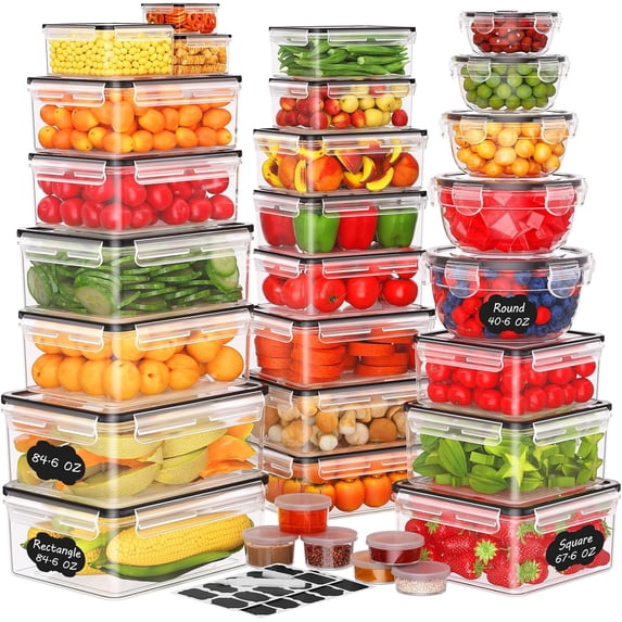 62-Piece Airtight Leakproof Storage Container Set,85 OZ Large Reusable ...