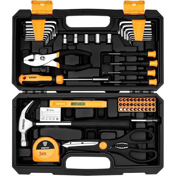 62-Piece Household Tool SetSmall Basic Home Tool Kit with Plastic Toolbox, Hand Tools with Storage Case General