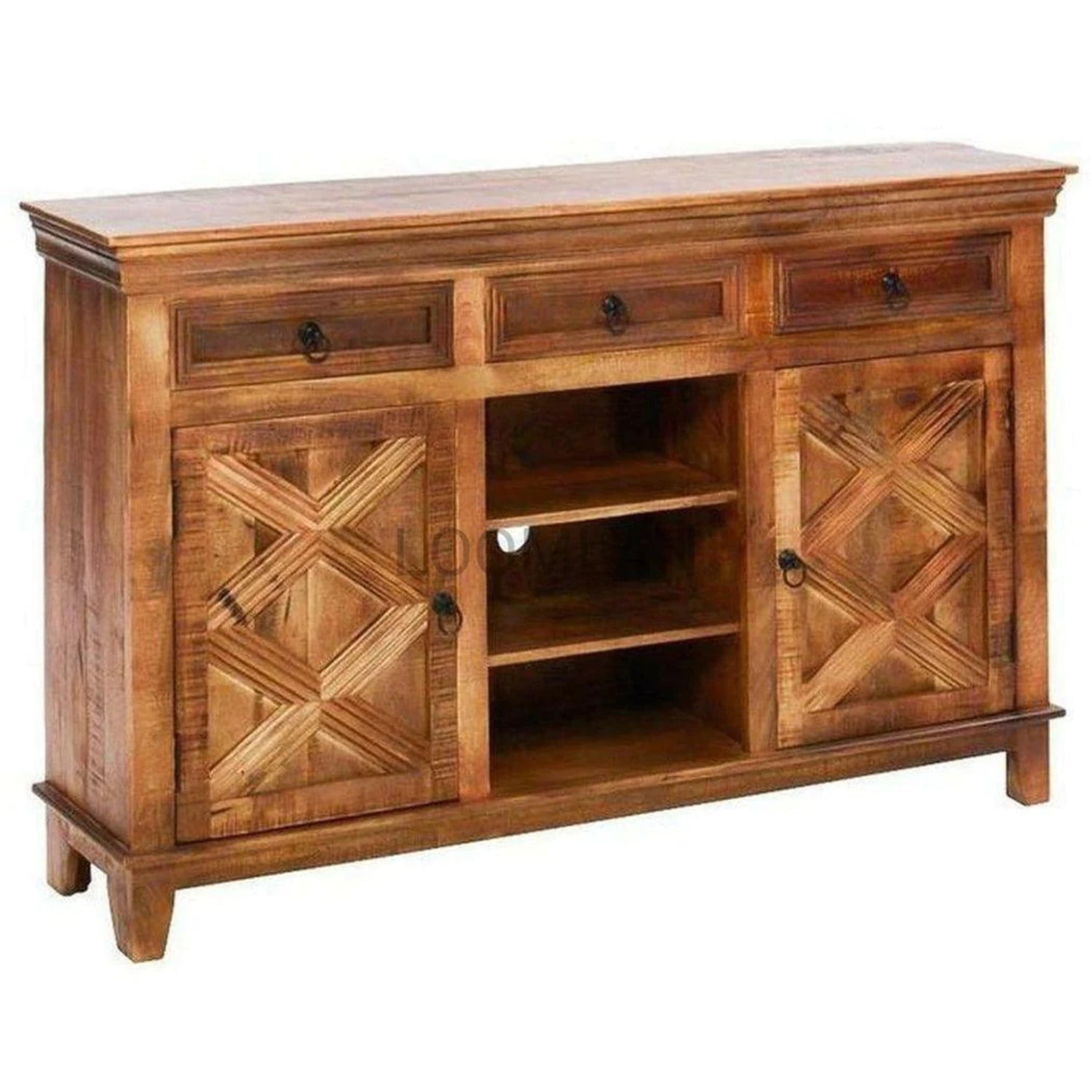 62 Rustic X TV Stand Media with Drawers Farmhouse