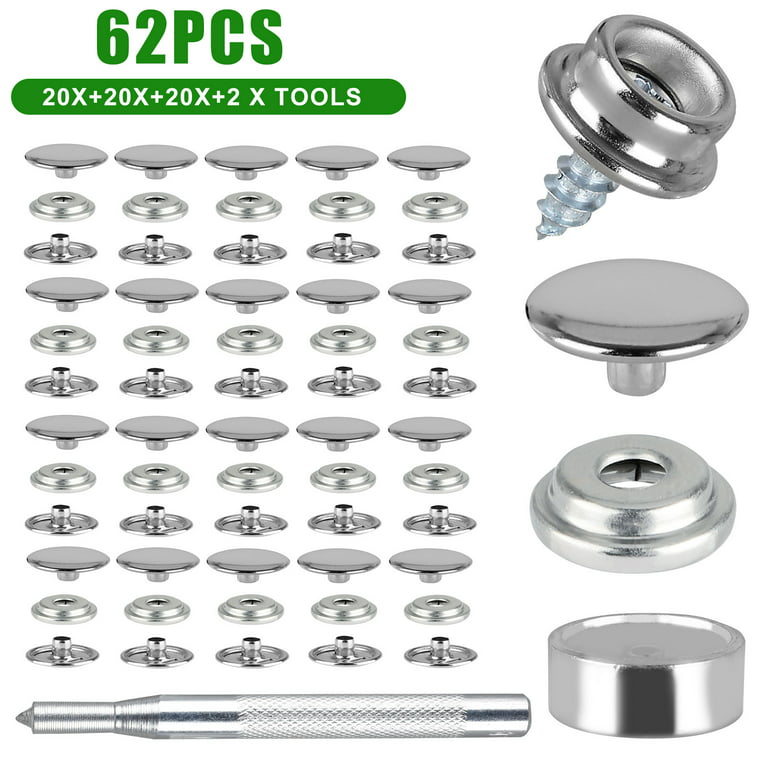 Canvas Snap Fasteners Kit, Stainless Steel Screw Snaps Button Replacement  Press Stud Kit With Setting Tool For Boat Covers Tents Tarpaulins  Furniture(