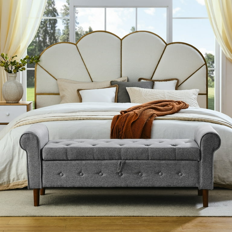 Rolled arm bench with storage new arrivals