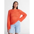 thumbnail image 1 of Time and Tru Women’s Textured Cotton Sweater with Long Sleeves, Lightweight, Sizes XS-XXXL, 1 of 6