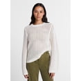 thumbnail image 1 of Time and Tru Women’s Textured Cotton Sweater with Long Sleeves, Lightweight, Sizes XS-XXXL, 1 of 6