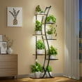 62" Tall Plant Stand with Grow Light Indoor, 7 Tiered Metal Plant Shelf