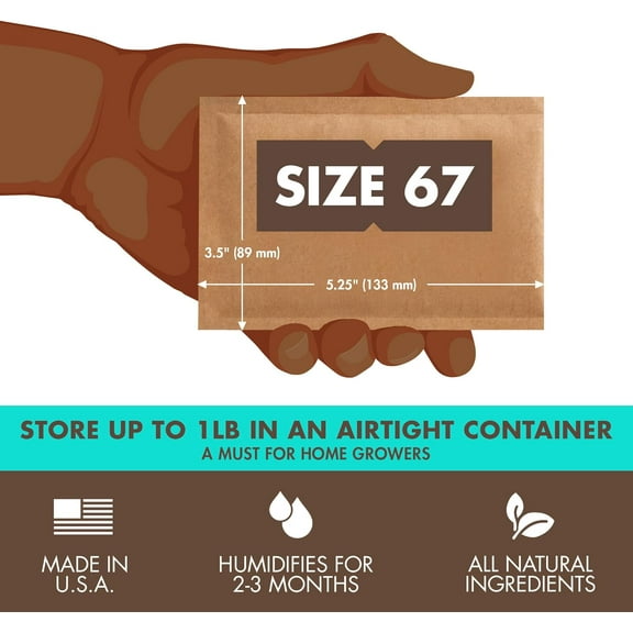 62% Two-Way Humidity Control Packs Size 67 - 12 Pack  Absorbers for Storage Containers