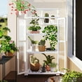 thumbnail image 1 of 62" Wood Greenhouse Cold Frame with Openable Roof & 4 Wheels, Walk-in Garden Greenhouse with Adjustable Shelves, Large Portable Greenhouse Cabinet for Outdoor Indoor Use, Anti-Tipping Design, White, 1 of 9