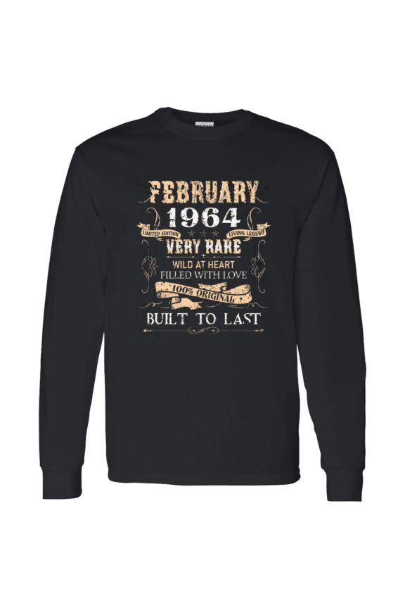 62 Years Old 62Nd Birthday Vintage February 1964 Long Sleeve Shirt