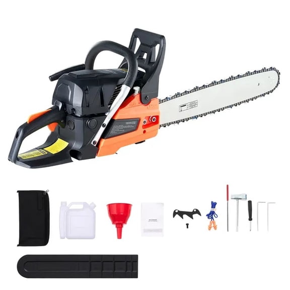 62 cc Gas Chainsaw, 20 inch Gas Powered Chainsaw, 3.8 HP Power Chain Saw with Non-Slip Handle, Gas-Powered Chainsaws with Dual Fuel Tanks, For Wood Cutting, Tree Trimming, and Land Clearing