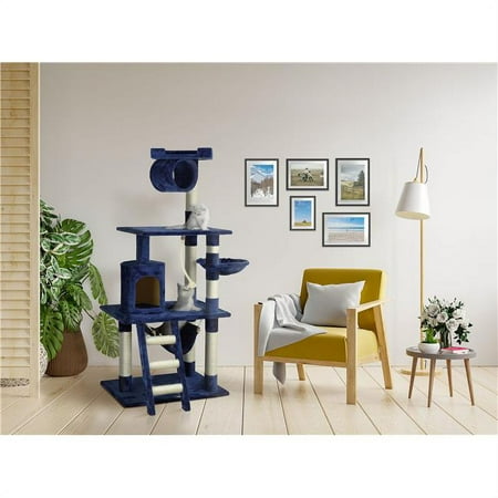 Cat Lady 1-Level 62" Cat Tree with Condo & Perch, Blue