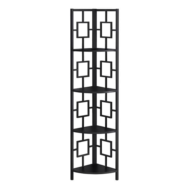 Black Metal Transitional Corner 4-Tier Etagere Bookcase