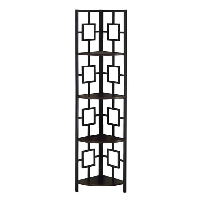 Black Metal Transitional Corner 4-Tier Etagere Bookcase