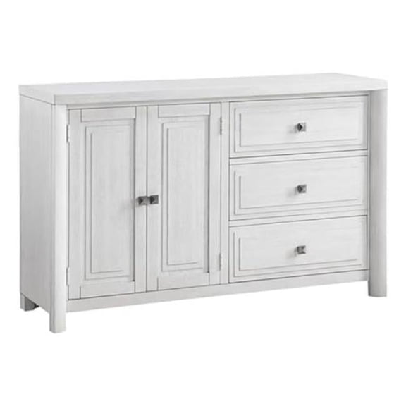 62 in. Dover Sideboard Server Table with 2 Cabinets & 3 Drawers, Cerused White Oak Wood