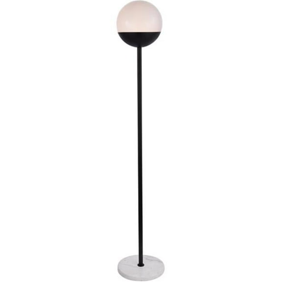 62 in. Eclipse 1 Light Floor Lamp Portable Light with Frosted White Glass, Black