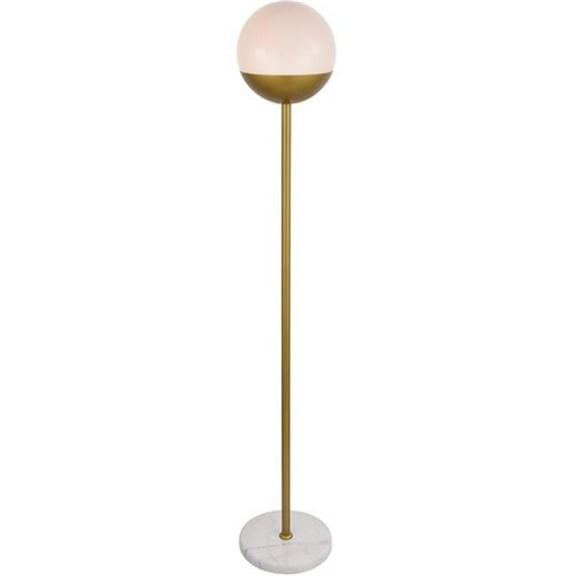 62 in. Eclipse 1 Light Floor Lamp Portable Light with Frosted White Glass, Brass