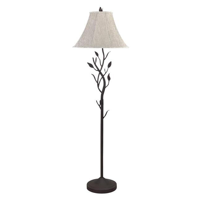 62" Grey Metal Floor Lamp with Brown Bell Shade