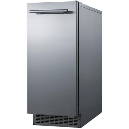 Summit Appliance - 15" 62-Lb. Freestanding Icemaker - Stainless Steel
