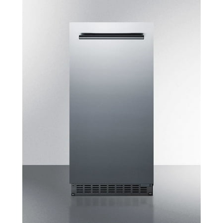 Summit Appliance - 15" 62-Lb. Freestanding Icemaker - Stainless Steel