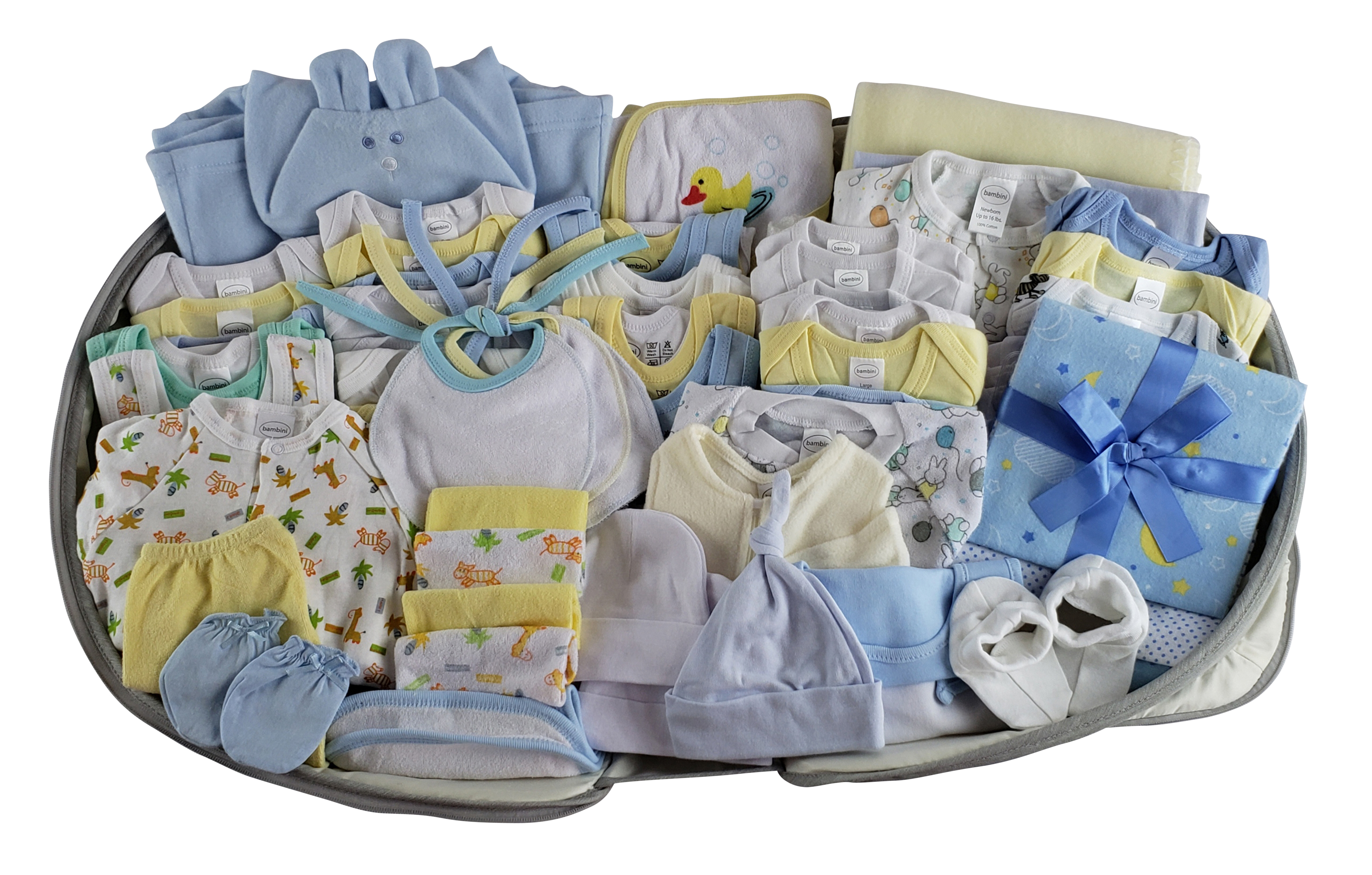 62 pc Baby Boys Clothing Starter Set with All-in-one Portable Bassinet Foldable Baby Bed, Travel Crib Infant and Diaper Bag Changing Station - image 1 of 2
