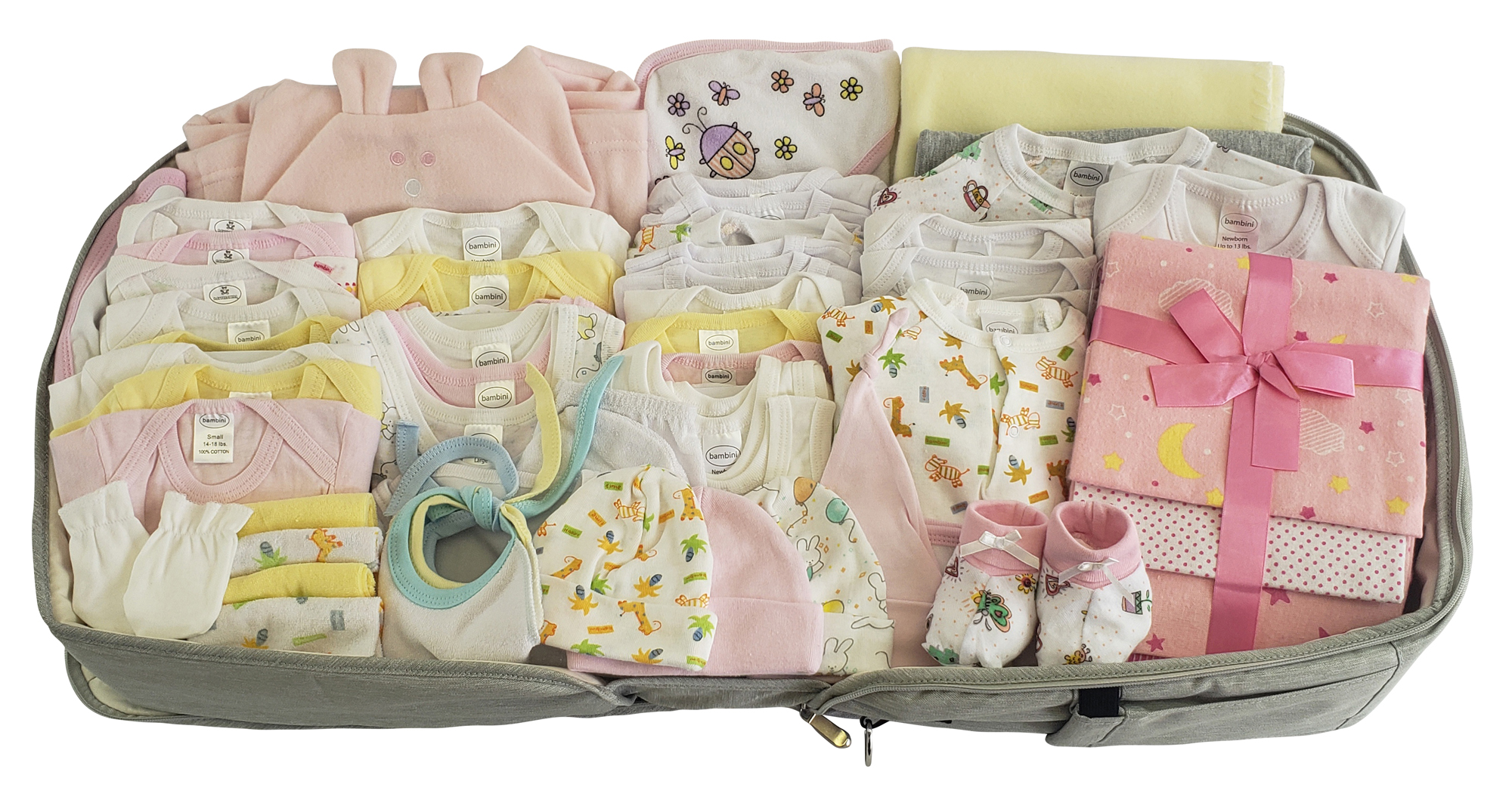 62 pc Baby Girls Clothing Starter Set with All-in-one Portable Bassinet Foldable Baby Bed, Travel Crib Infant and Diaper Bag Changing Station - image 1 of 2
