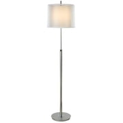62 x 13.5 x 13.5 in. Nimbus 1-Light Metallic Silver & Polished Chrome Floor Lamp with Sheer Snow Double Shantung Shade