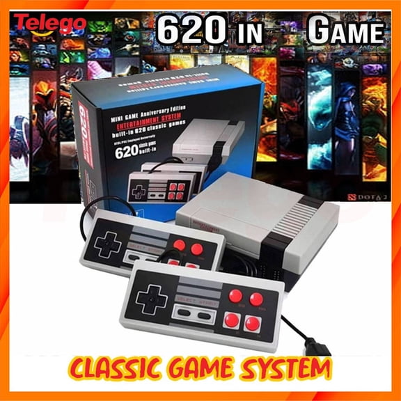 620 Classic Footage Preloaded Mini Anniversary Portable Entertainment Gear, Dual Controllers, AV Output, Handheld Home Dual Use Vintage Leisure Tool