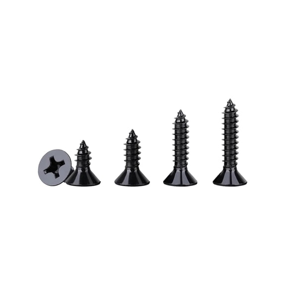 620 Pcs M3 Wood Screws Kit - Phillips Flat Head Small Screw Set, 4 Size Assortment (6/8/10/12mm), Black Anti-Corrosion Coated,for Indoor Furniture, Cabinets & DIY Crafts.