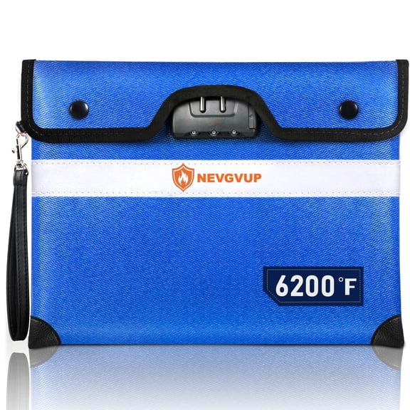 6200F Fireproof Document Bag with Lock, Upgraded Fireproof Bag with Zipper/Reflective Strip, 9 Layers of Heat Insulated Materials, Fireproof Money Bag for Cash, 14.2"x11" Fireproof Pouch