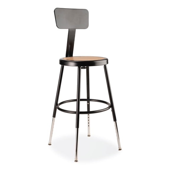 6200 Series 19"-27" Height Adj Heavy-Duty Stool w/Backrest, Supports 500 lb, Masonite Seat/Black Base, Ships in 1-3 Bus Days | Bundle of 2 Each