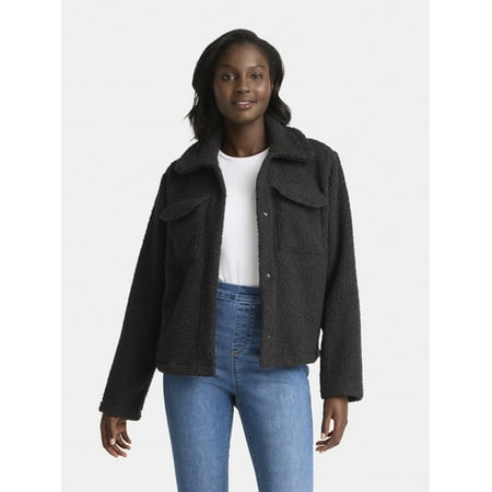 Time and Tru Women's Boucle Trucker Jacket, Midweight, Sizes XS-2X