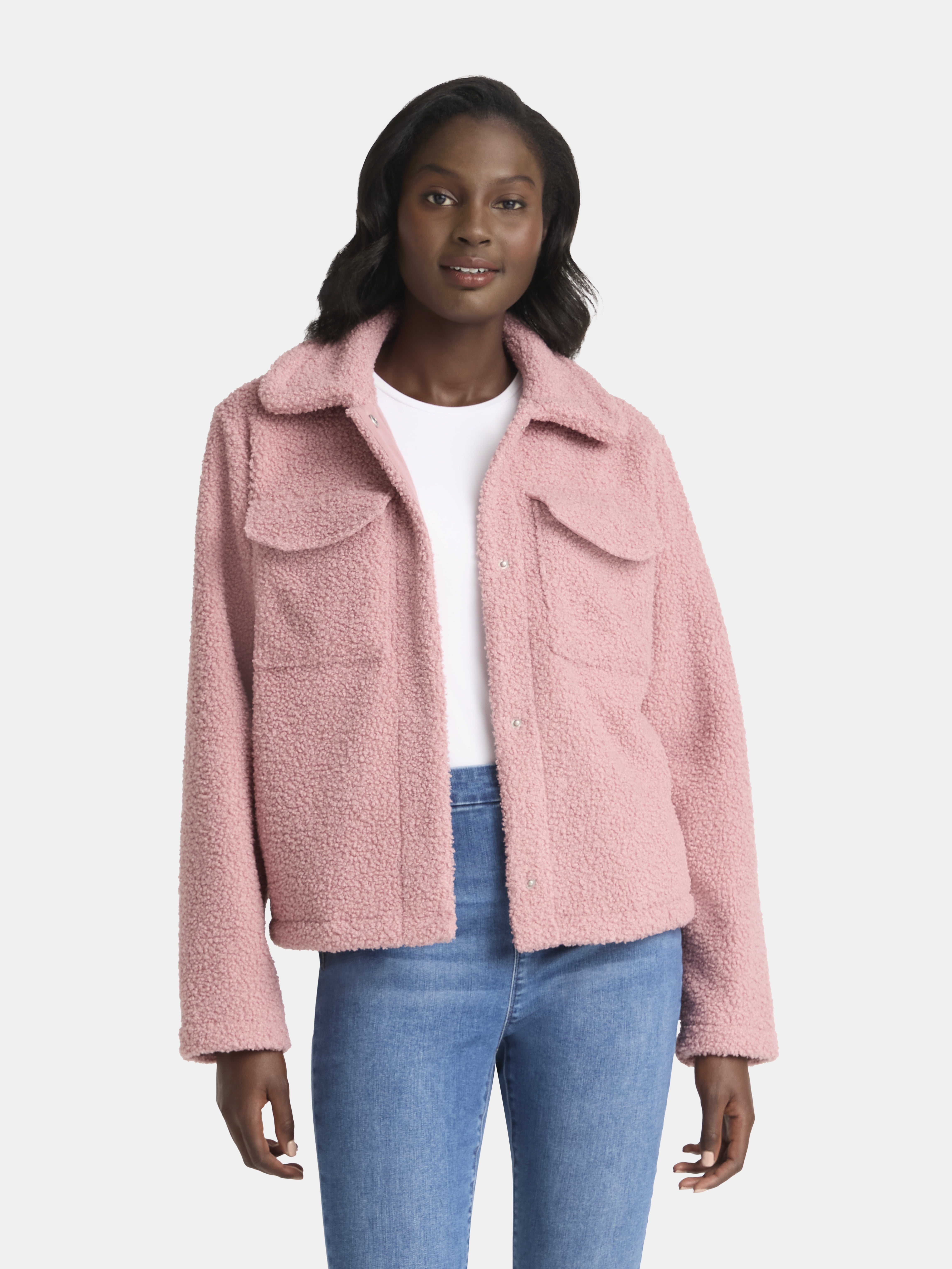 Time and Tru Women's Boucle Trucker Jacket, Midweight, Sizes XS-2X