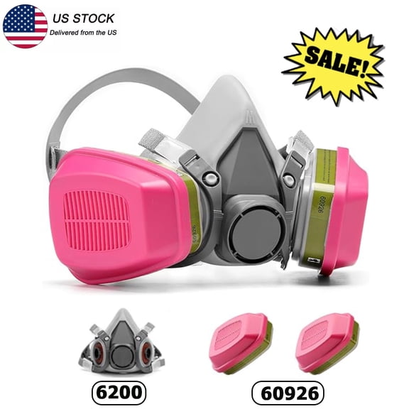 6200 half face Respirator Mask with Filters 60926, Half Face Respirator Face Cover for Painting, Dust, Resin, Welding, Organic Vapor, Woodworking, Sanding, Chemical
