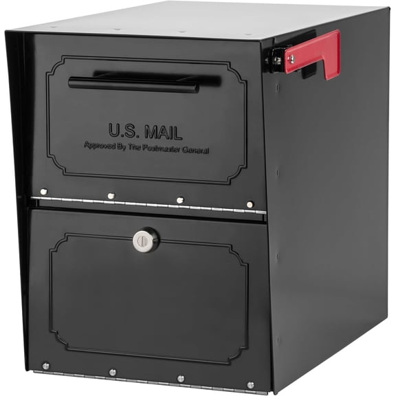 6200B-10 Oasis Classic Locking Post Mount Parcel Mailbox with High Security Reinforced Lock,Black,18.00 x 15.00 x 11.50 inches